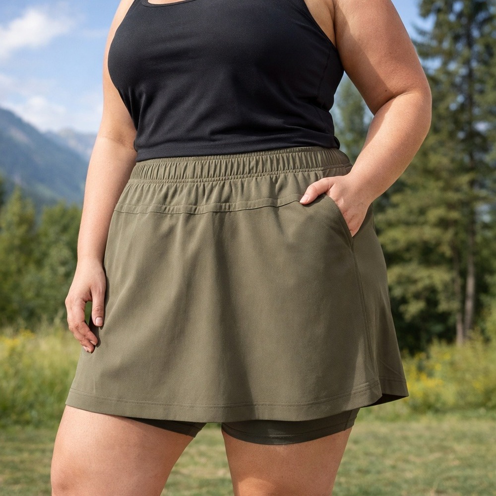 Eddie Bauer Skirt Skort Womens Size XL Travex Lightweight Stretch Pockets Green